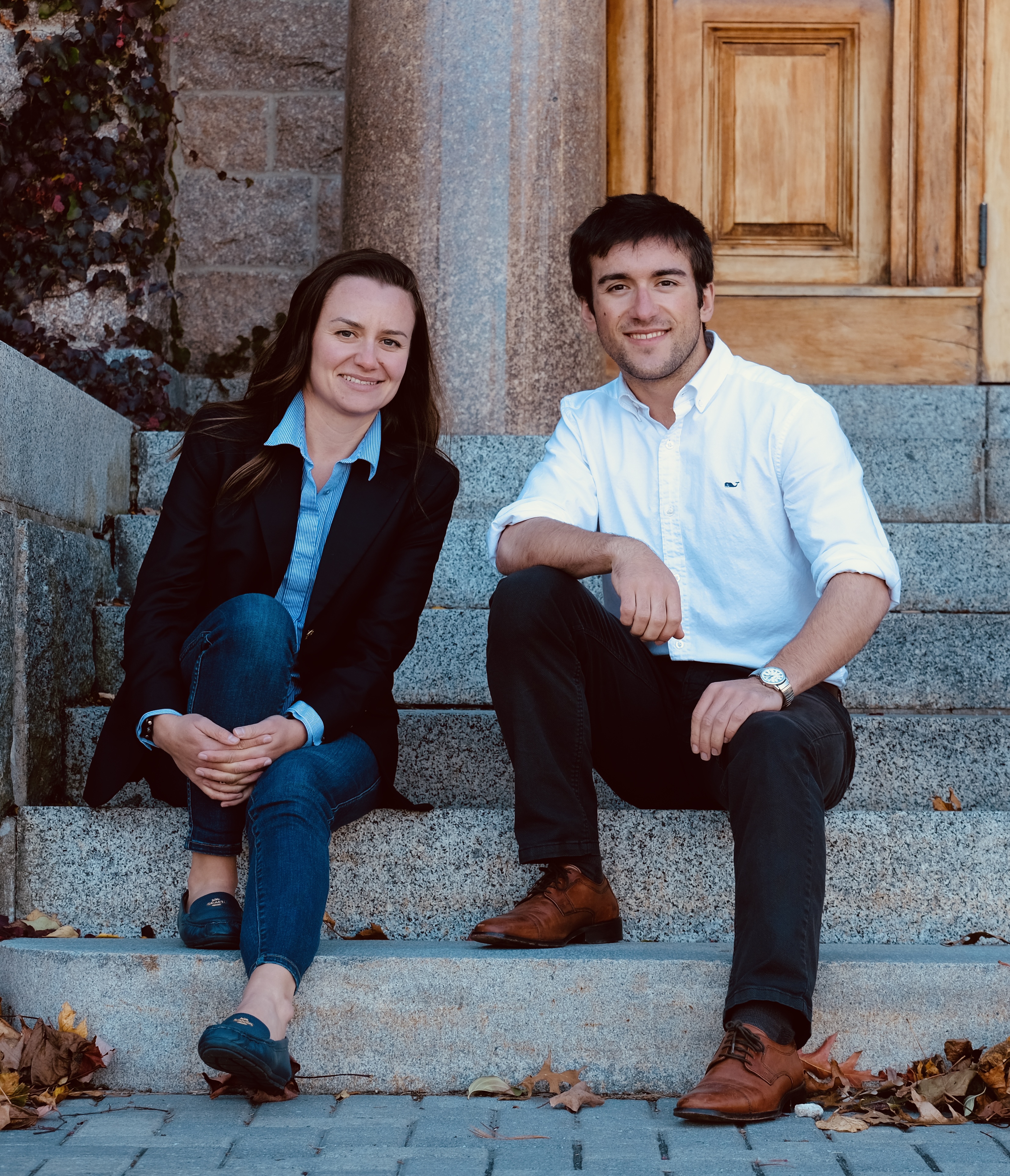 Clelia and Louis posing for a photo on some outdoor steps Clelia and Louis posing for a photo on some outdoor steps